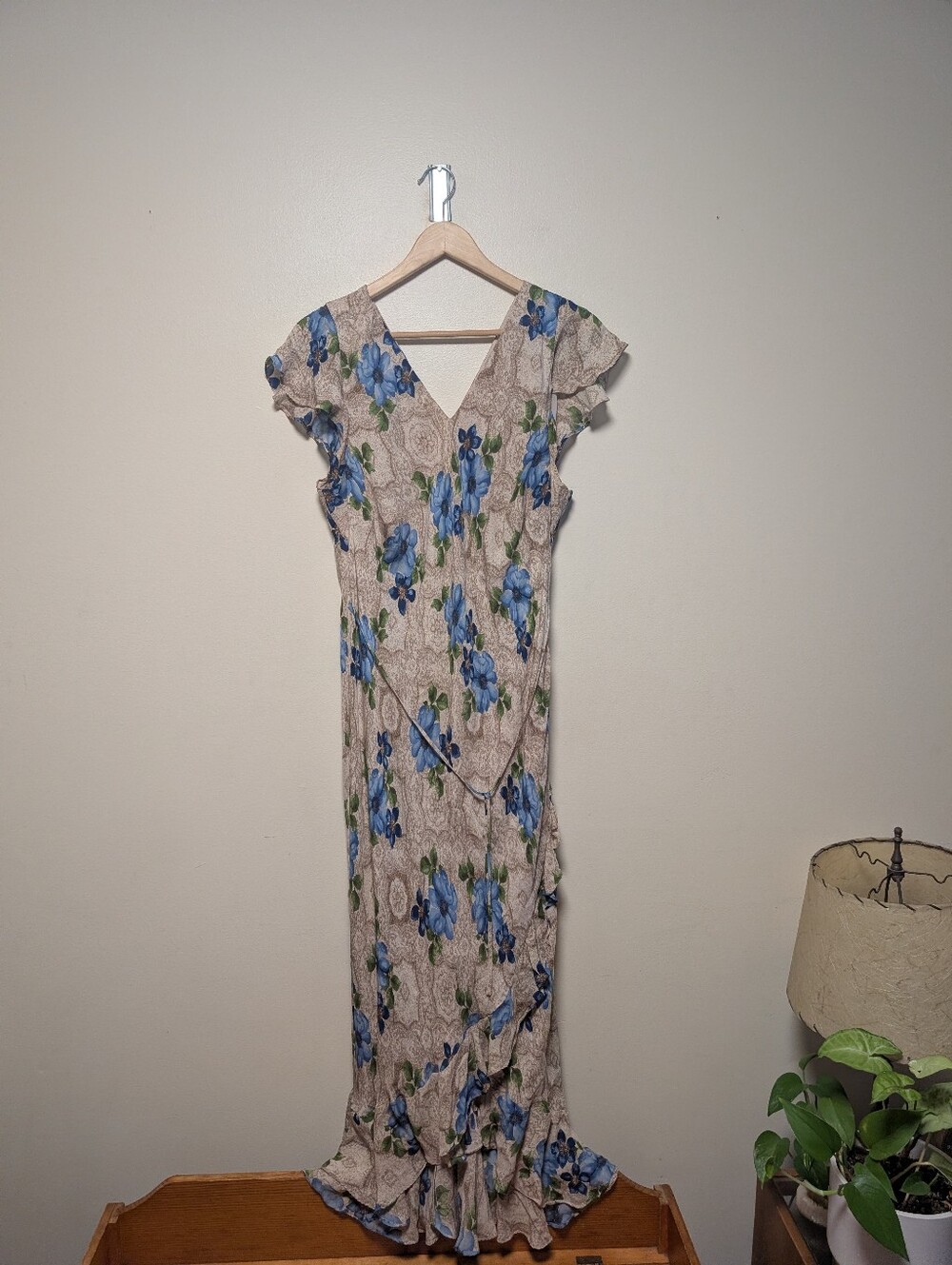 Lane Bryant 100% Silk Floral Ruffle Maxi Dress Size 18/20